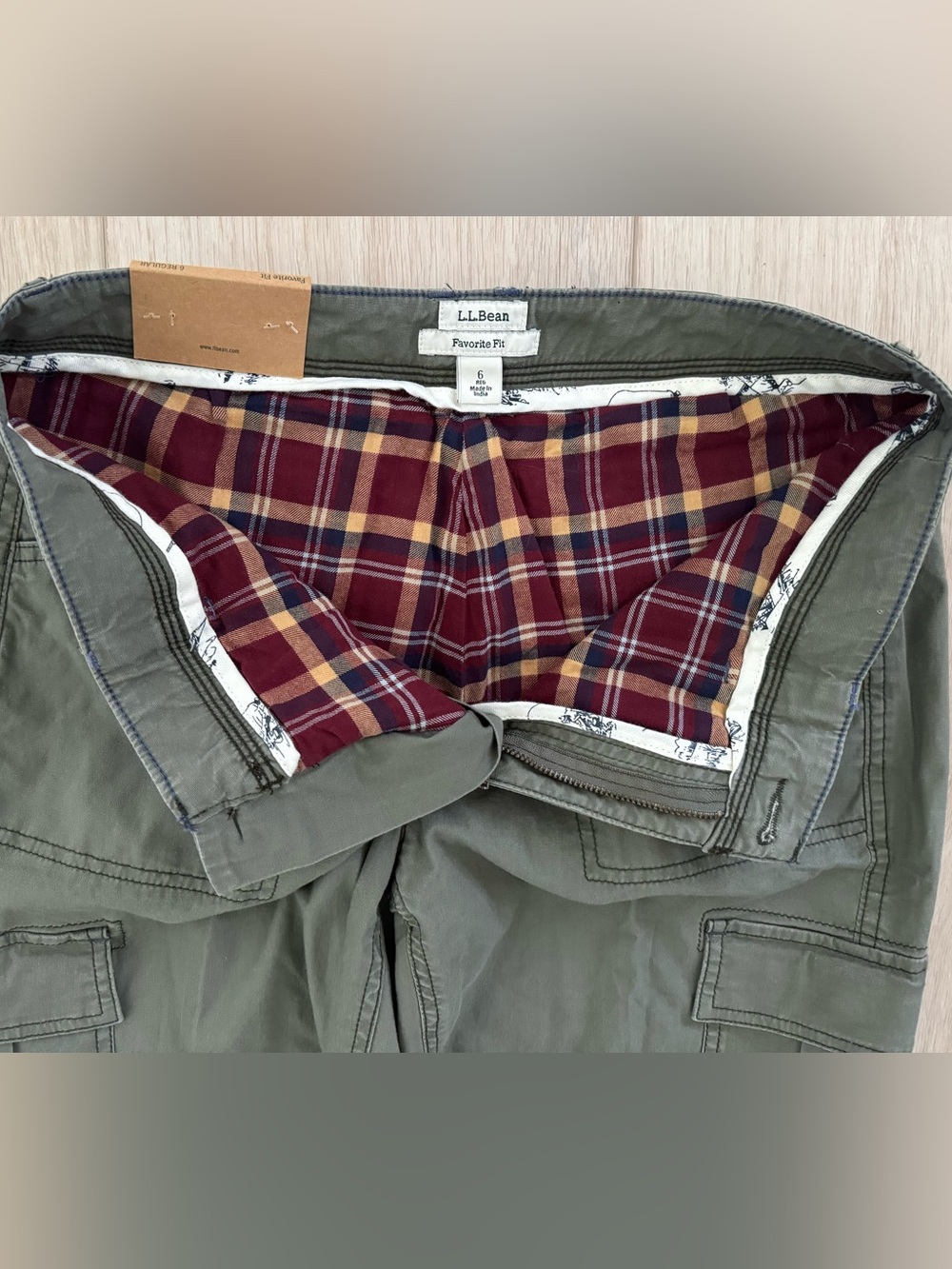 L.L.Bean Women’s stretch flannel lined cargo pants dusty olive green New 6 NWT! - Picture 8 of 16